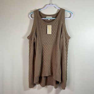 Michael Kors Women's XL Cable Knit Cold Shoulder Sweater